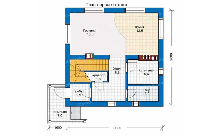 Планировка 1-го этажа проекта id242ke
