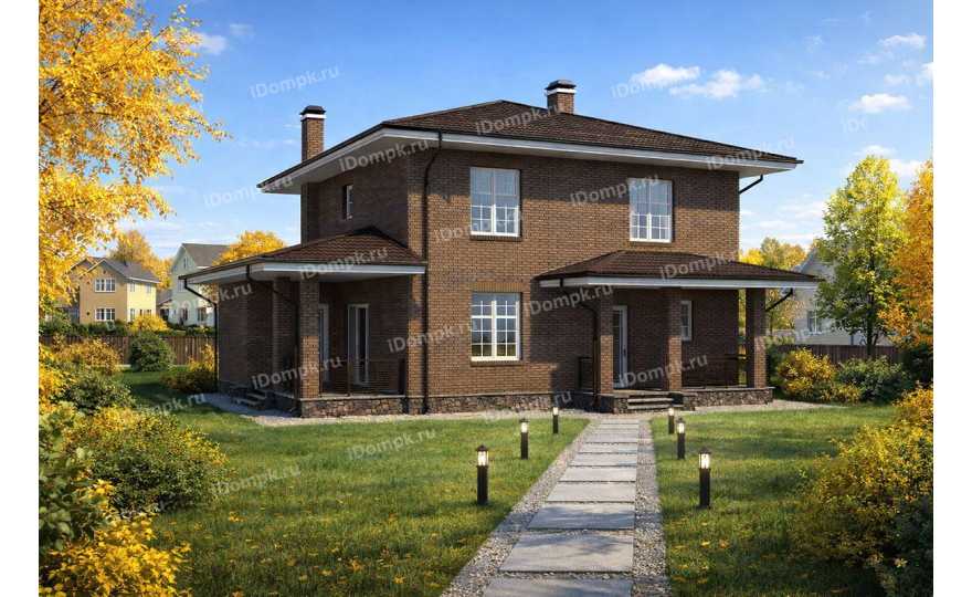 Проект двухэтажного дома из газобетона с сауной и 5 спальнями