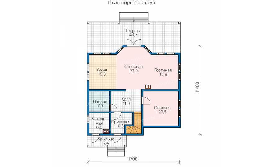 Планировка 1-го этажа проекта id029wk