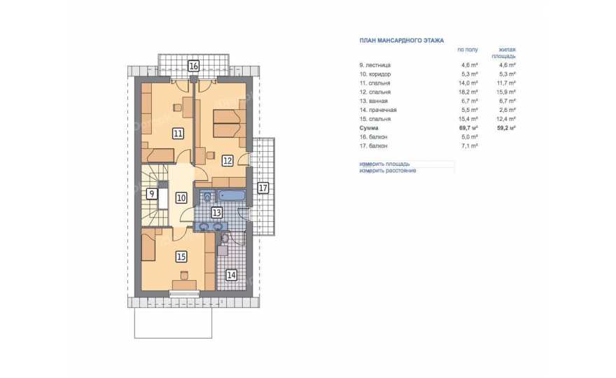 Планировка 2-го этажа проекта p542ge