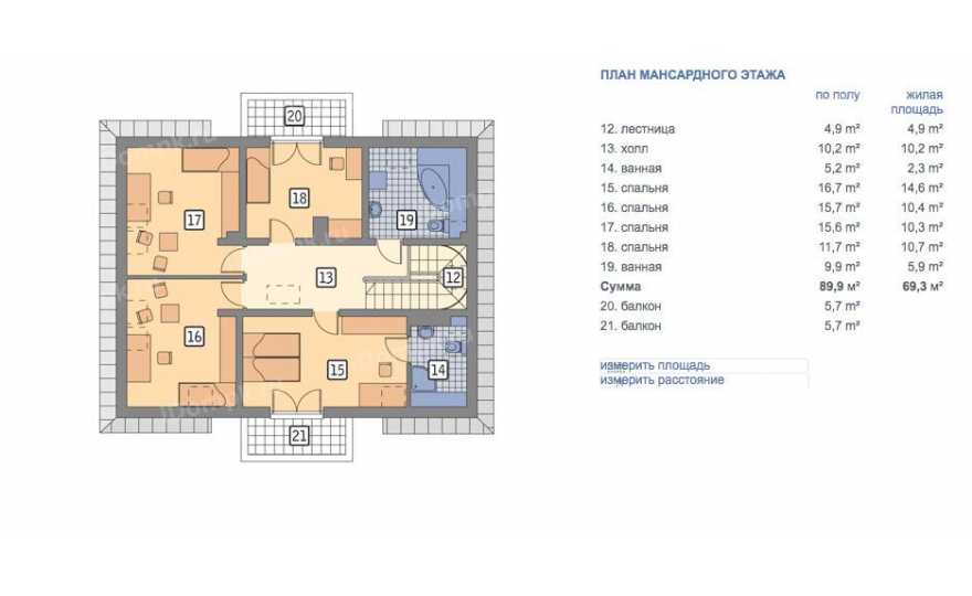 Планировка 2-го этажа проекта p622ge