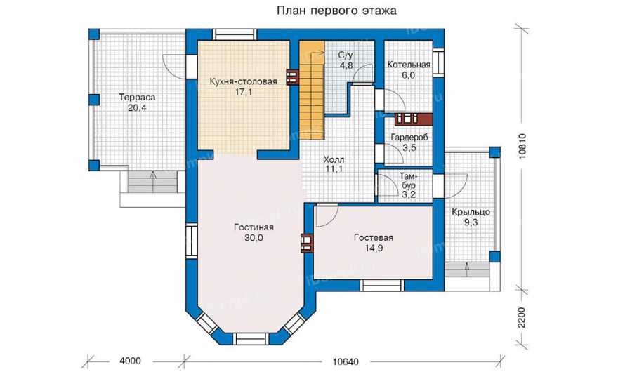 Планировка 1-го этажа проекта id115ks