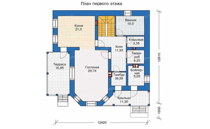 Планировка 1-го этажа проекта id150ke