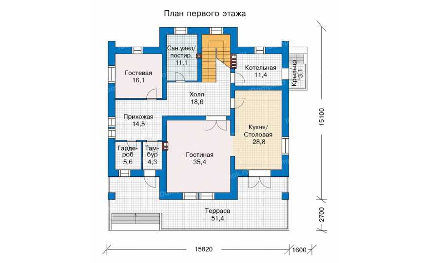Планировка 1-го этажа проекта id152ks