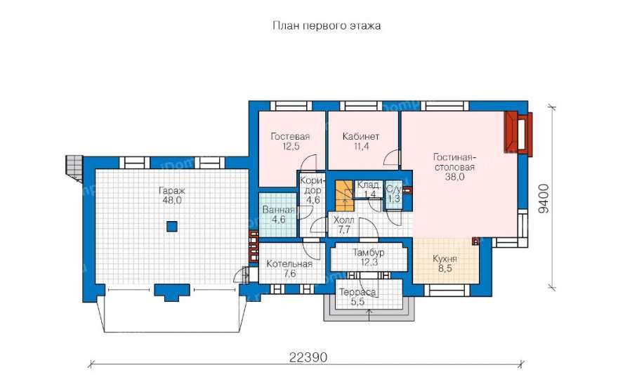 Планировка 1-го этажа проекта id157kh