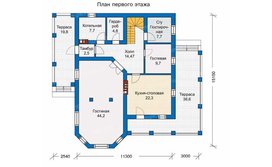 Планировка 1-го этажа проекта id229ge