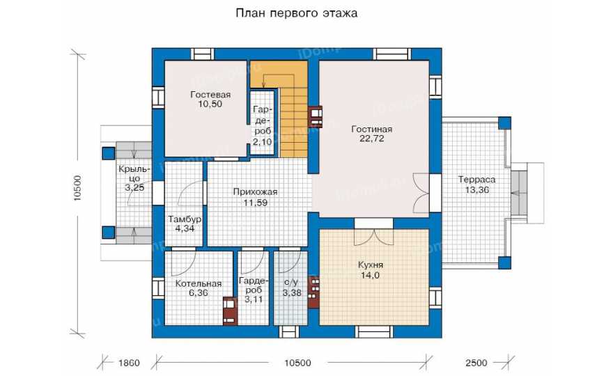 Планировка 1-го этажа проекта id230ge