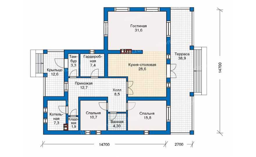 Планировка 1-го этажа проекта id236ge