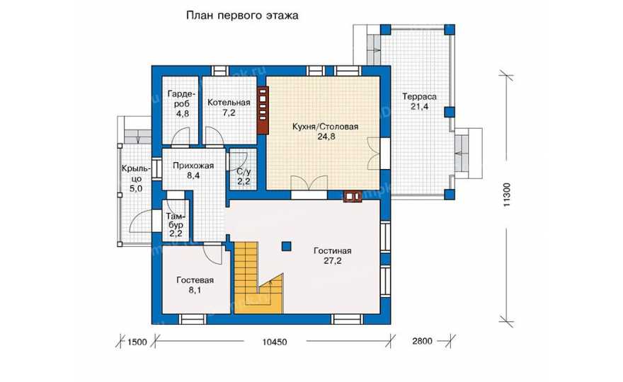 Планировка 1-го этажа проекта id243ke