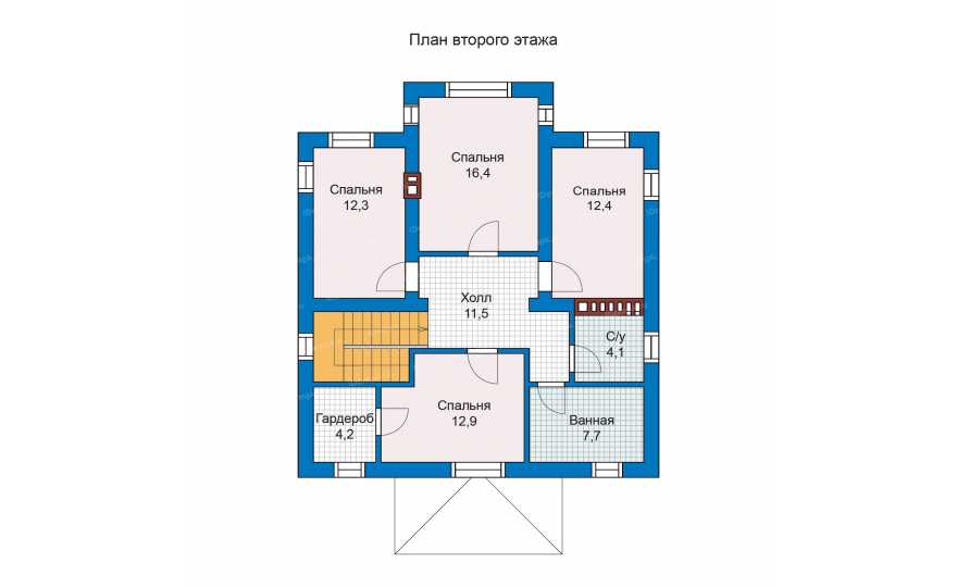Планировка 2-го этажа проекта id244ge