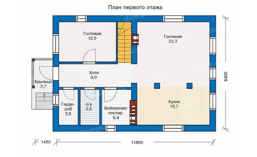 Планировка 1-го этажа проекта id246ge
