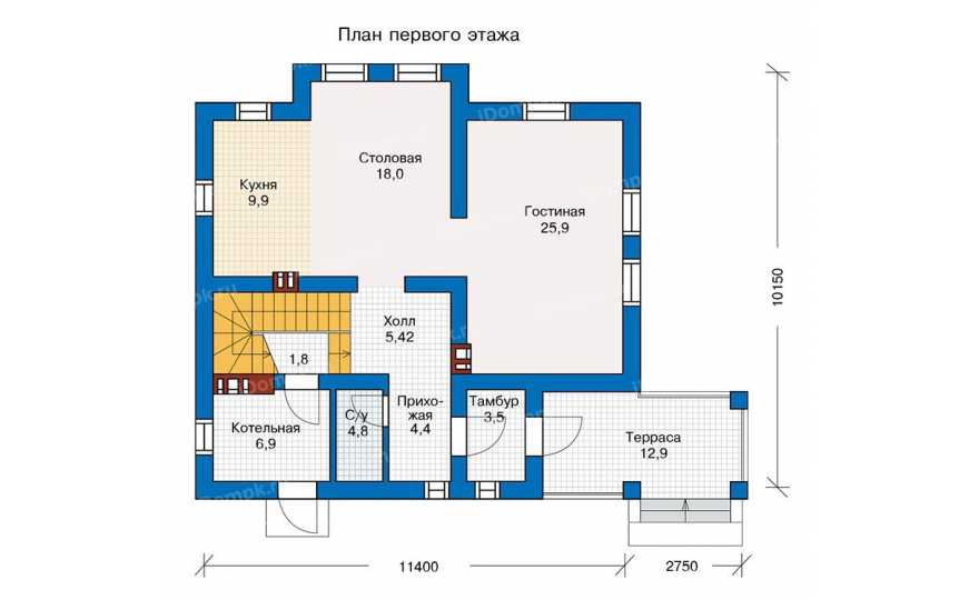 Планировка 1-го этажа проекта id252ge