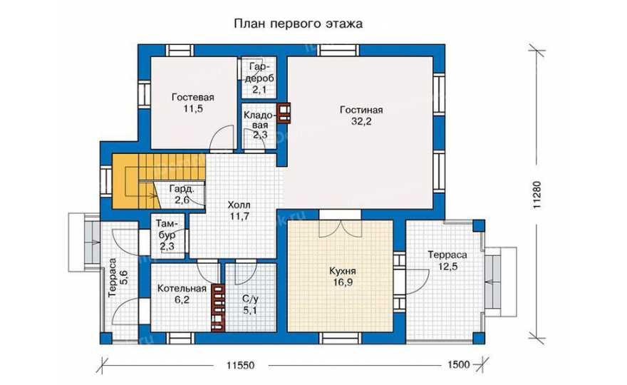 Планировка 1-го этажа проекта id254ke