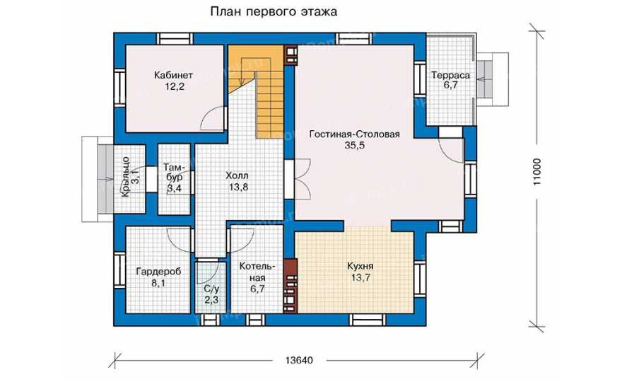 Планировка 1-го этажа проекта id260ke