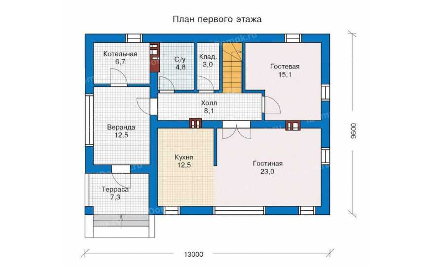 Планировка 1-го этажа проекта id264ge