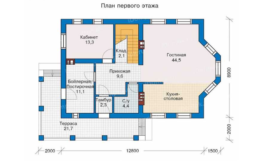 Планировка 1-го этажа проекта id266ke