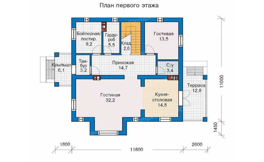 Планировка 1-го этажа проекта id267ge
