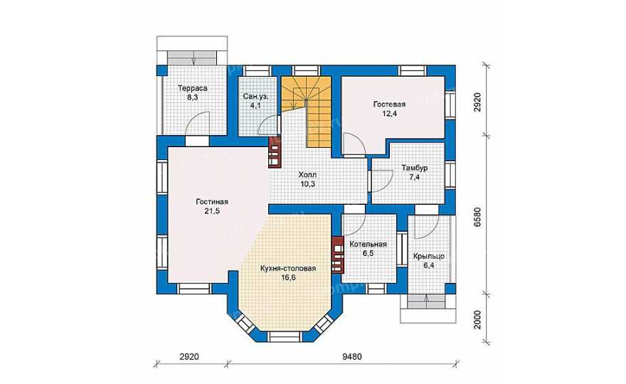 Планировка 1-го этажа проекта id276ke