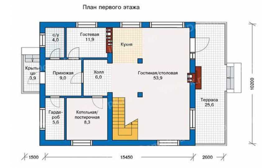 Планировка 1-го этажа проекта id316gs
