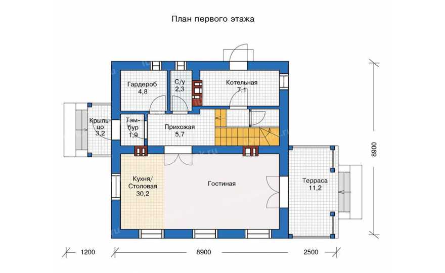 Планировка 1-го этажа проекта id317ks