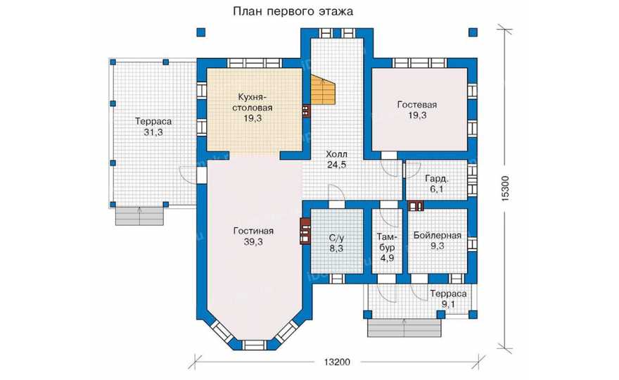 Планировка 1-го этажа проекта id323ks
