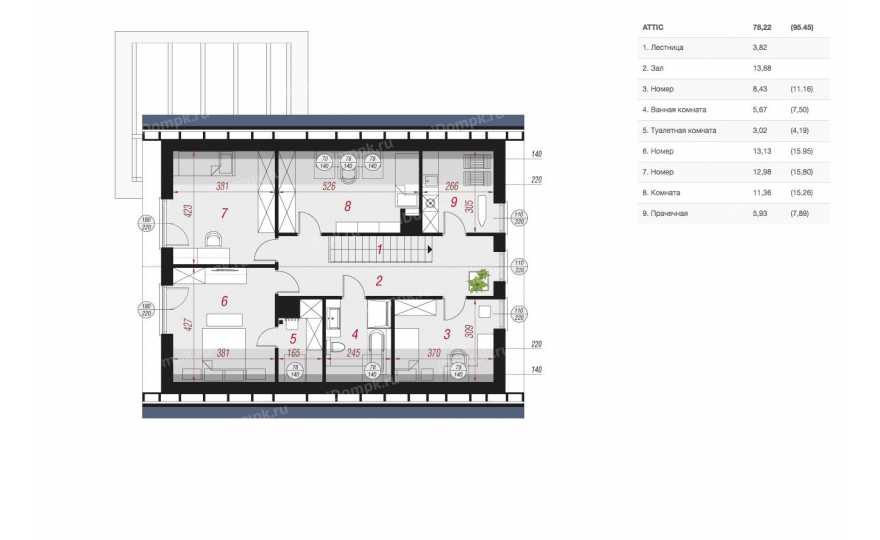 Планировка 2-го этажа проекта p1183ge
