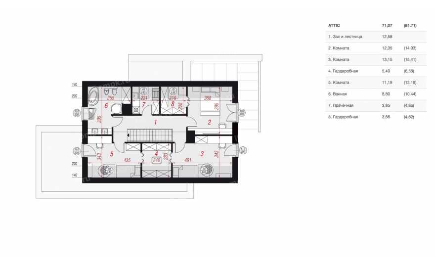 Планировка 2-го этажа проекта p1356ke