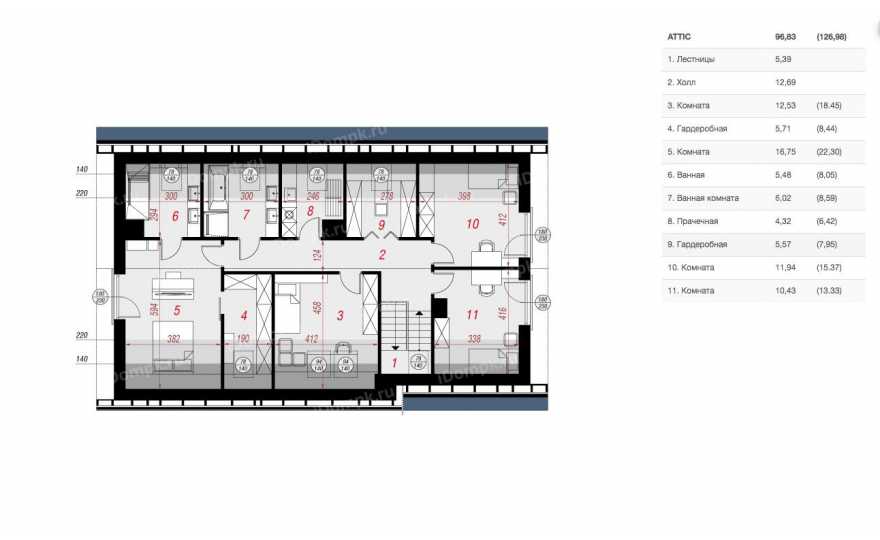 Планировка 2-го этажа проекта p1357ke