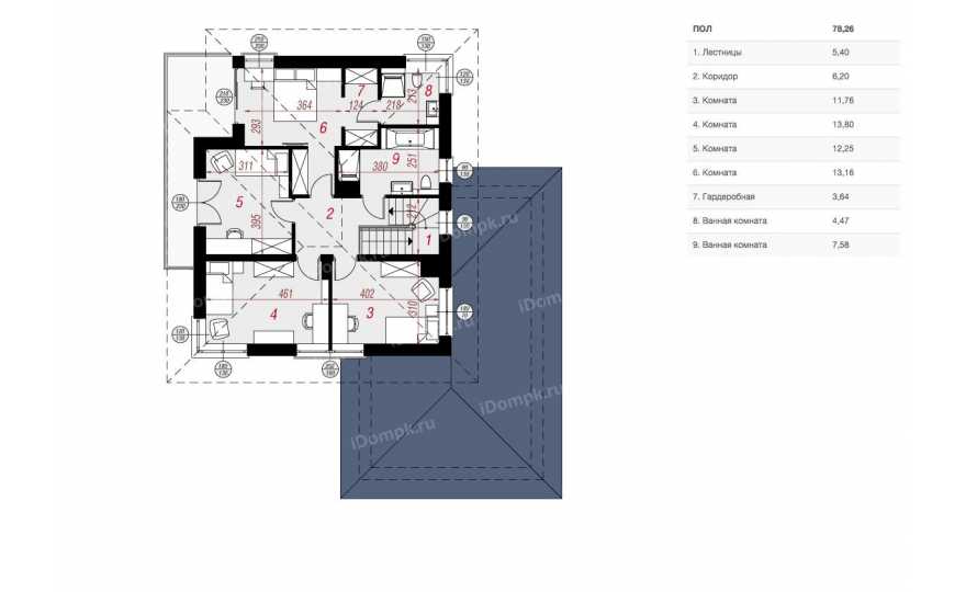 Планировка 2-го этажа проекта p1375ke