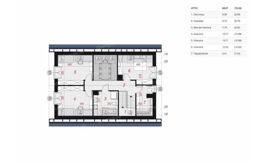 Планировка 2-го этажа проекта p1501ge