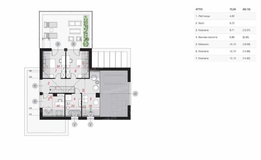 Планировка 2-го этажа проекта p1744ke