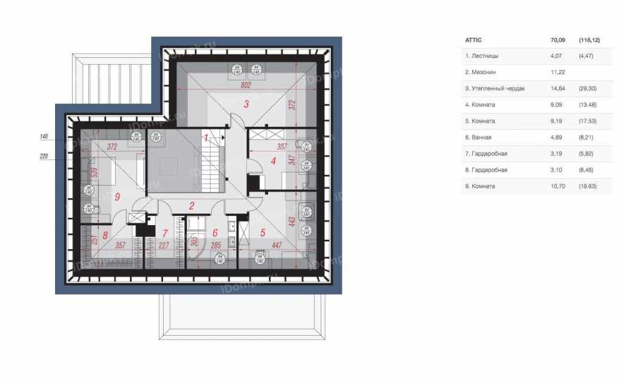 Планировка 2-го этажа проекта p2020ge