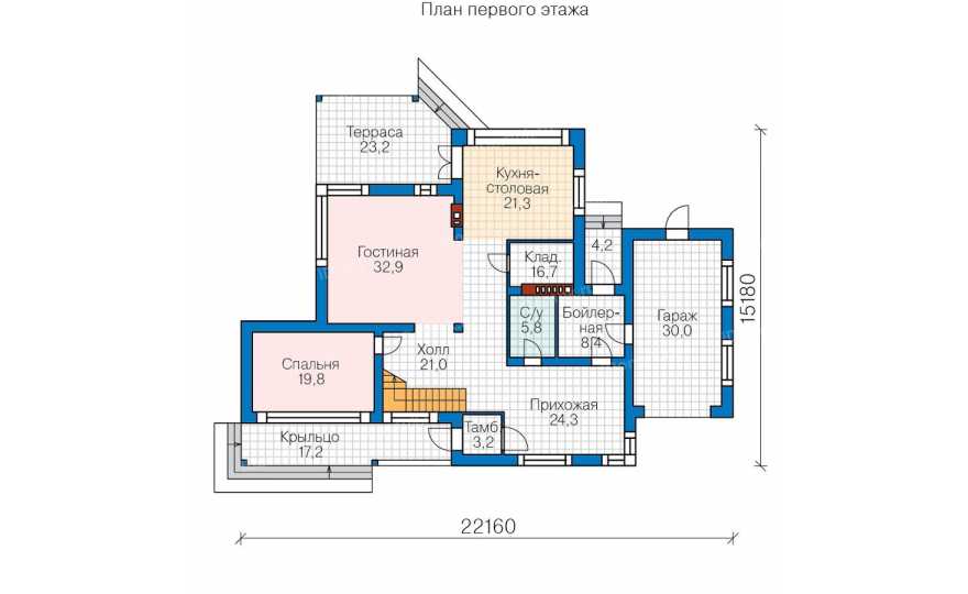 Планировка 1-го этажа проекта id2276ah