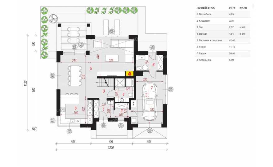 Планировка 1-го этажа проекта p2647ge