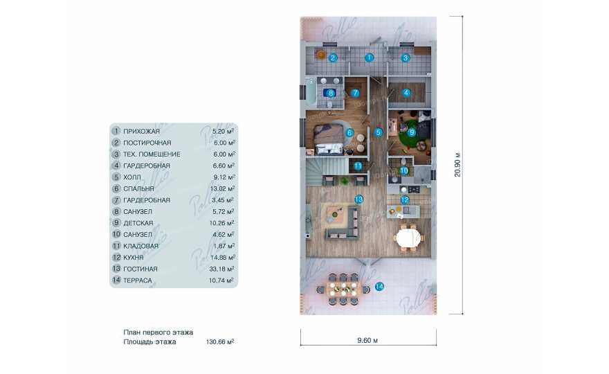 Планировка 1-го этажа проекта p2678ge