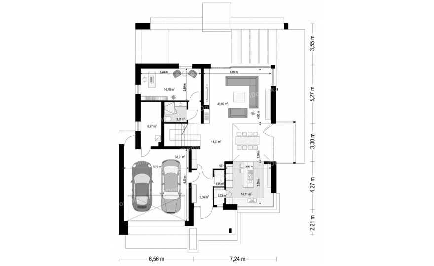 Планировка 1-го этажа проекта p2916ge