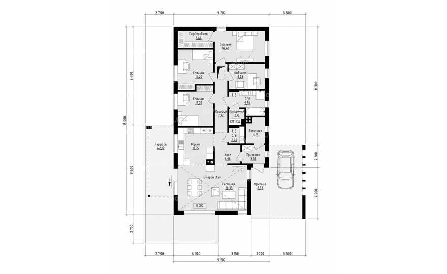 Планировка 1-го этажа проекта p2782gb