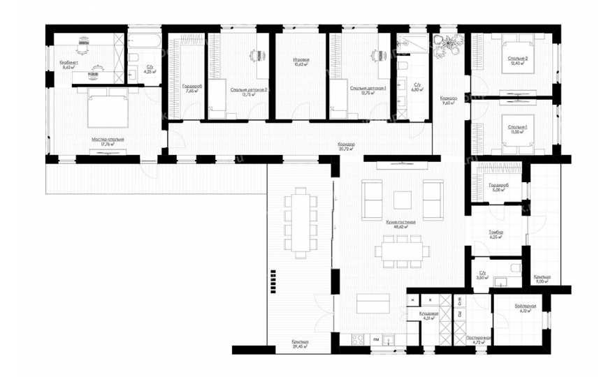 Планировка 1-го этажа проекта p3008gr