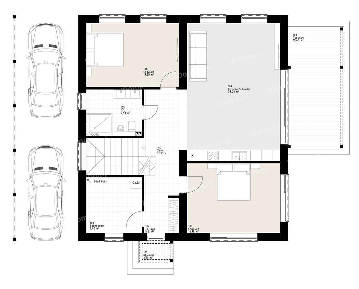 Планировка 1-го этажа проекта p3044gb