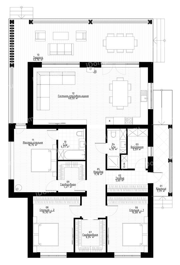 Планировка 1-го этажа проекта p3045gch