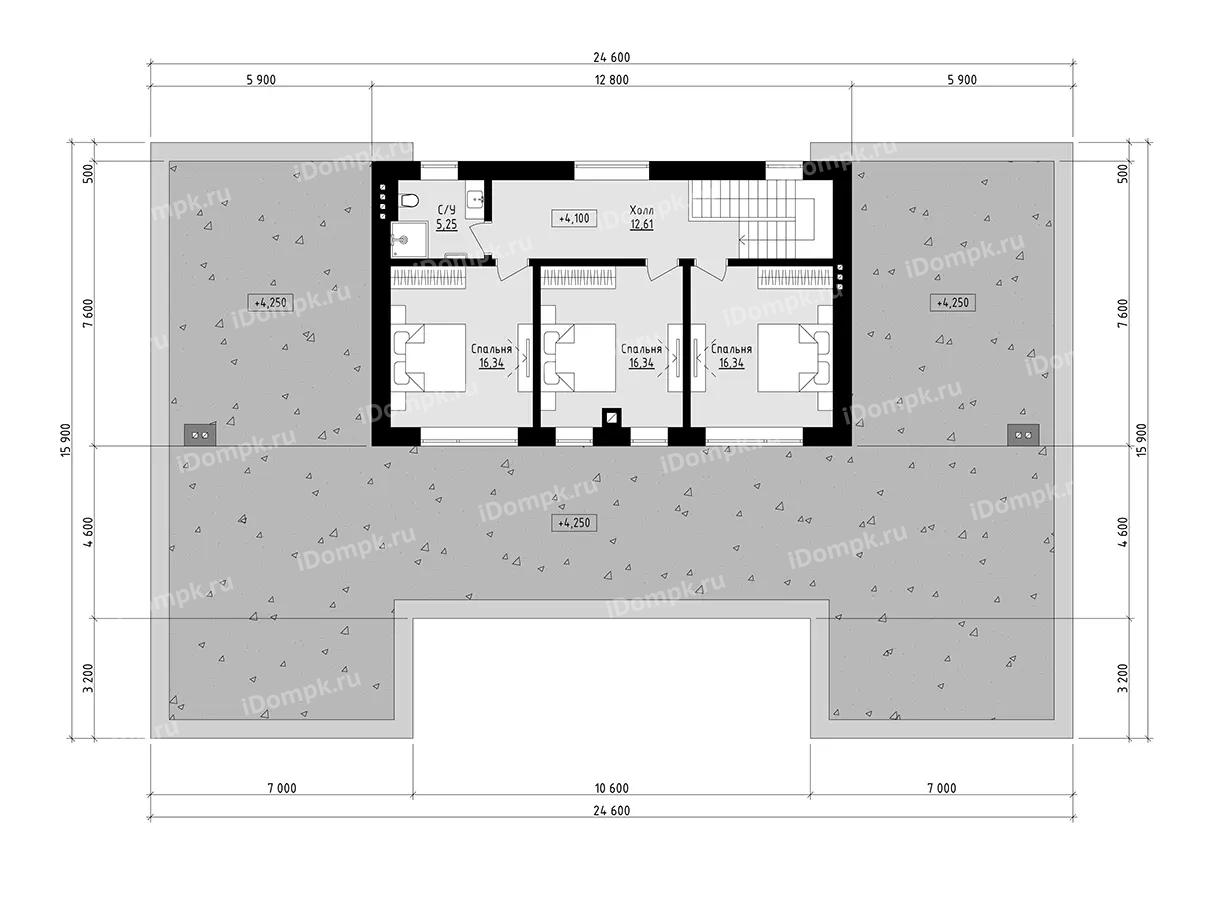 Планировка 2-го этажа проекта p3051gc
