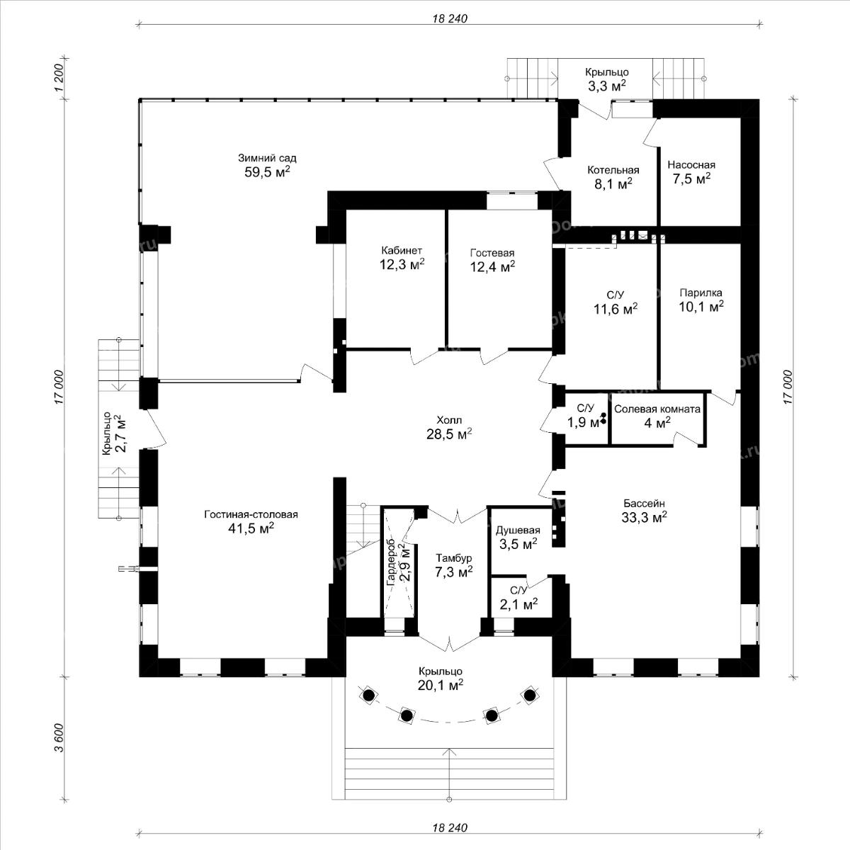 Планировка 1-го этажа проекта p3062gcl