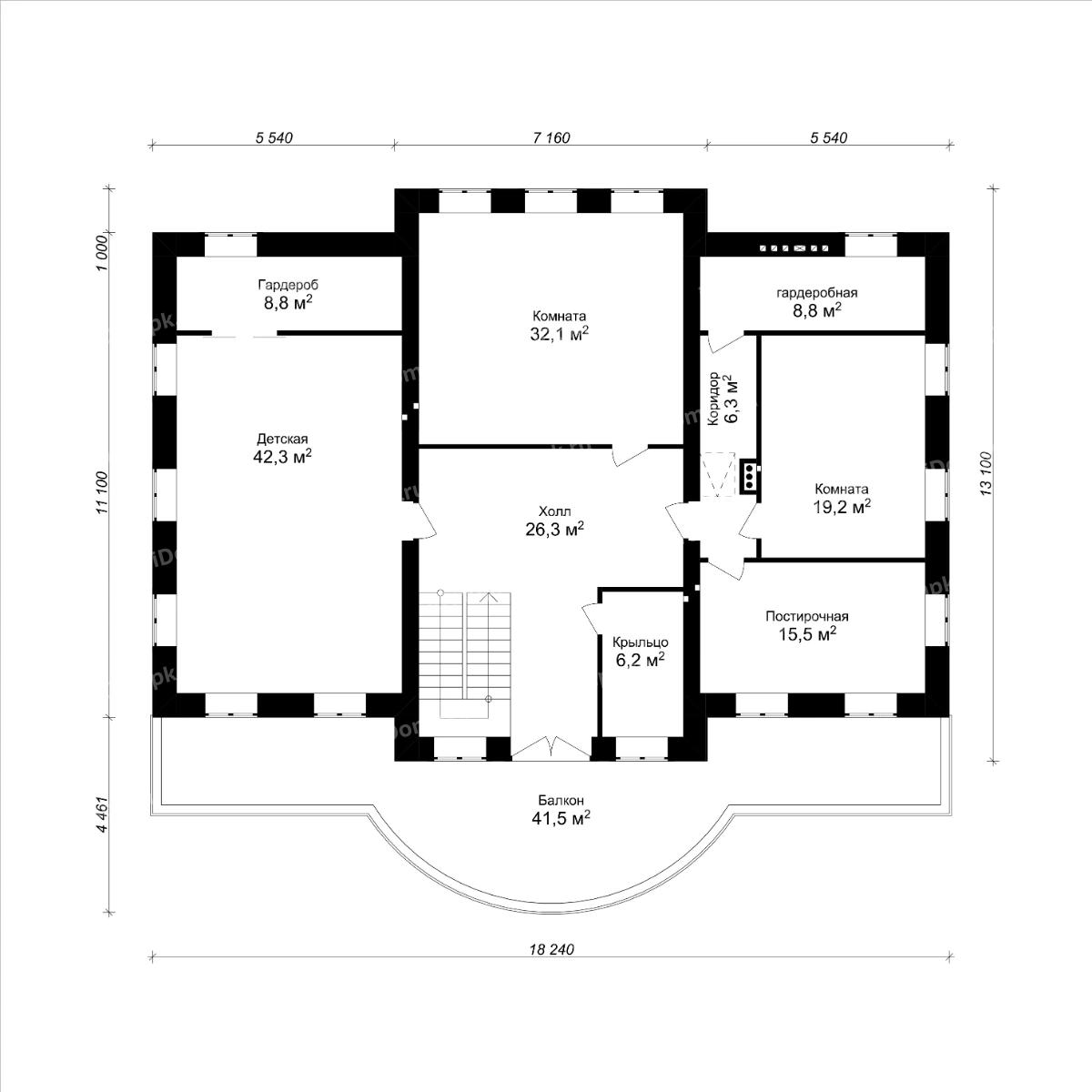 Планировка 2-го этажа проекта p3062gcl