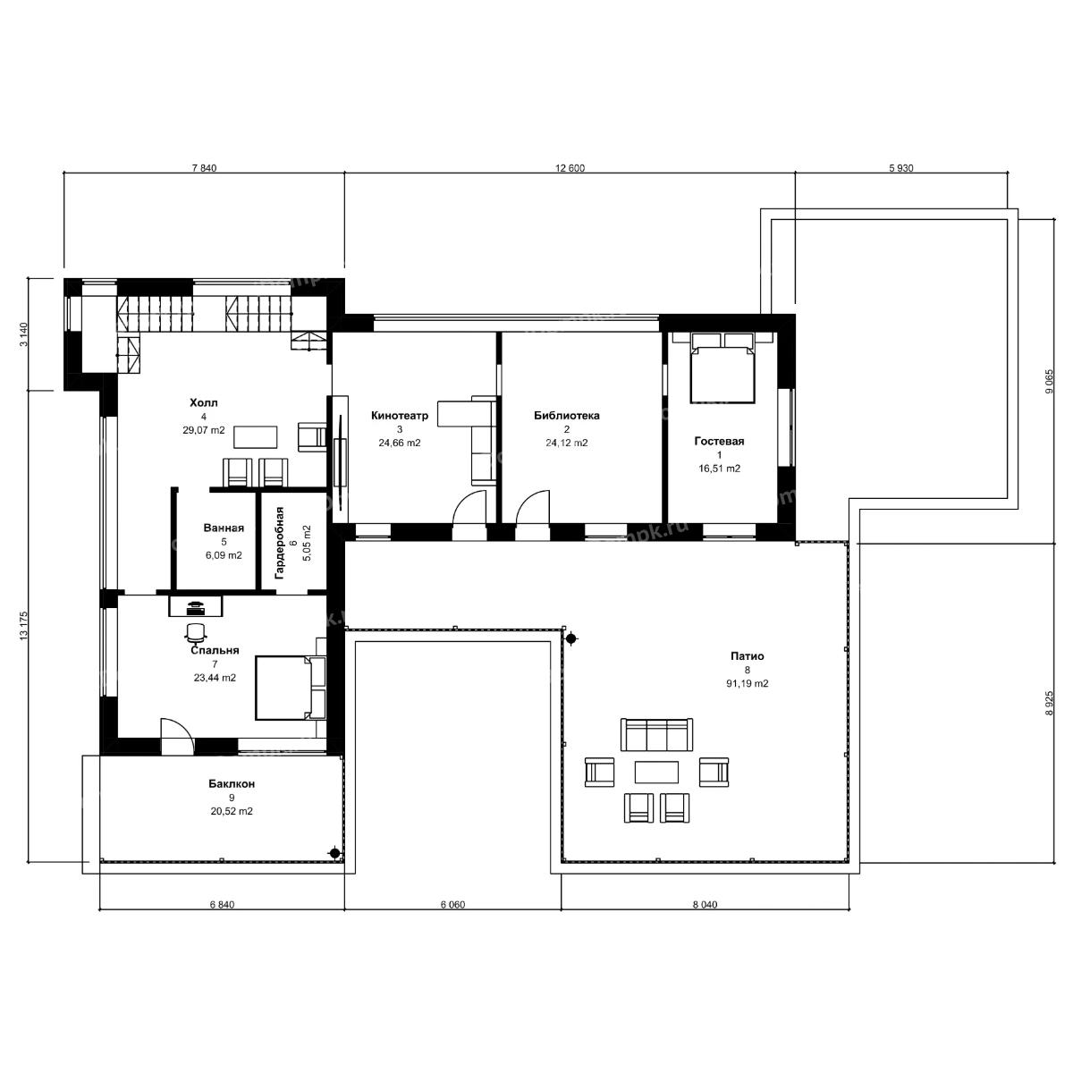 Планировка 2-го этажа проекта p3064gh